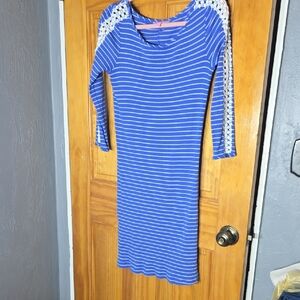 Lilly Pulitzer Blue Striped Long Sleeve Dress Size Small But Nice Stretch